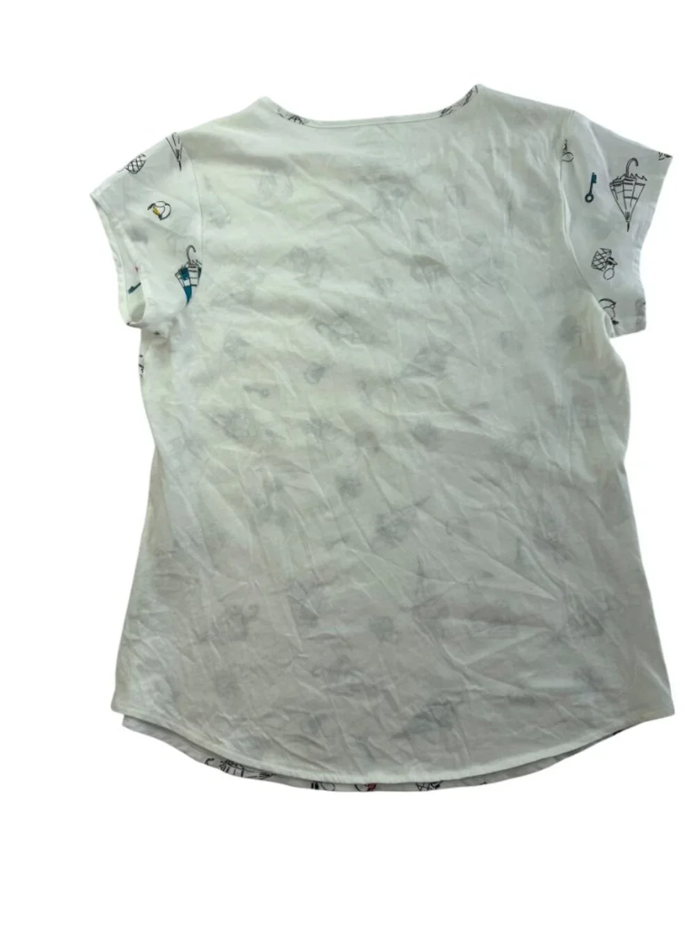 Van Huesen Shirt, Short Sleeve, XS, White, Umbrella / gloves / perfume print